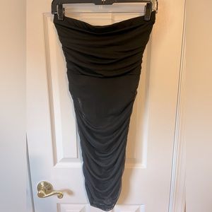 Fashion nova ruched sheer black mini dress size M